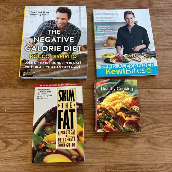 Lot of 4 Cookbooks Healthy Cooking Low Calorie Kewlbites Negative Calorie - Picture 1 of 9
